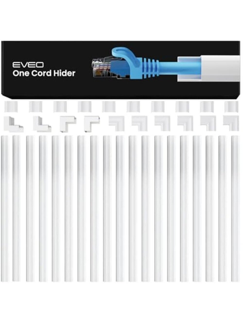Cable Raceway Cord Hider Wall Wire Cover Cable Management Kit Paintable White